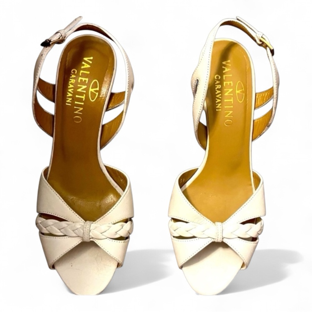 Valentino Garavani White Braided Sandals